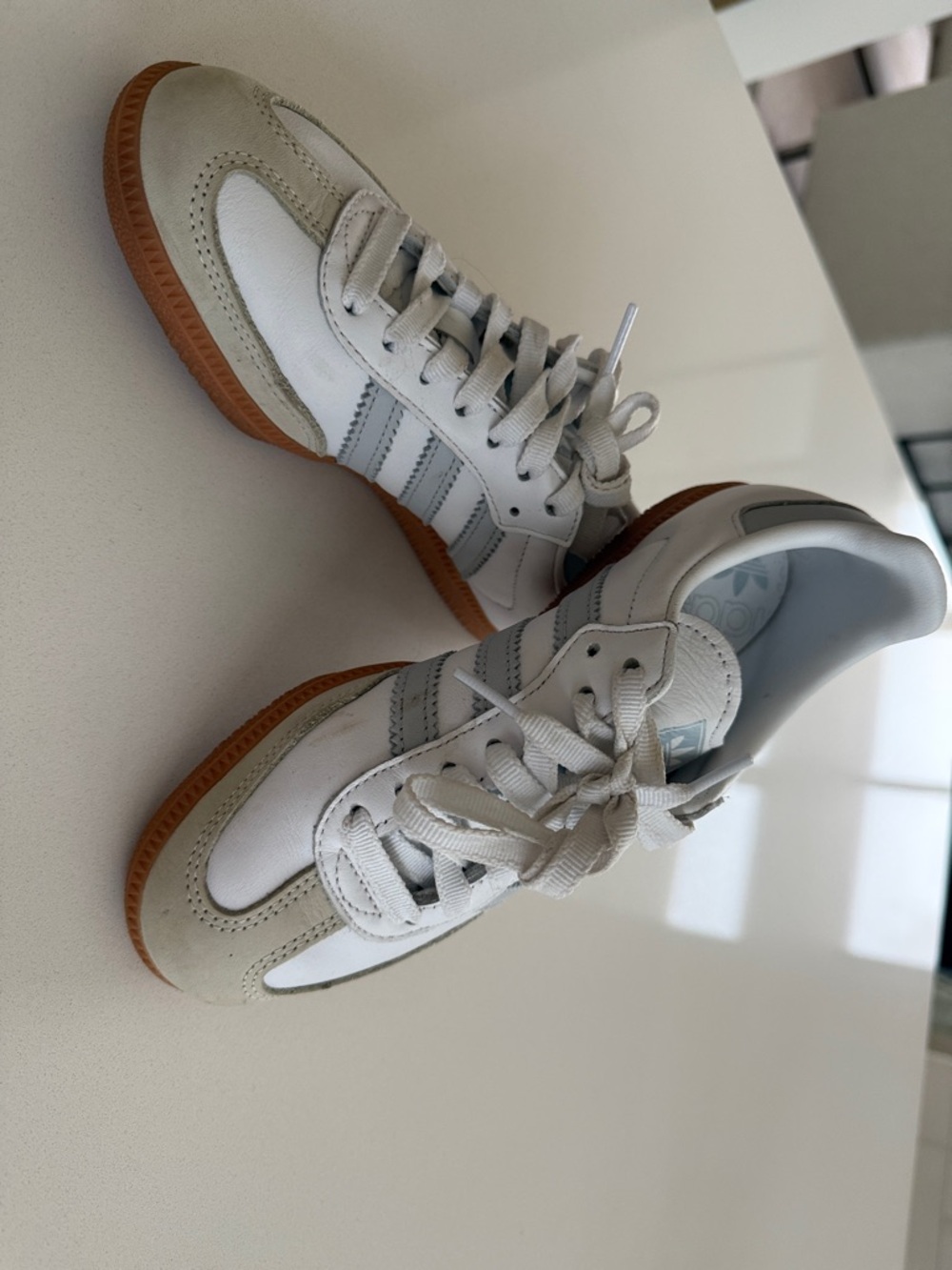 adidas Women's White Gray Gum Sole Sneakers